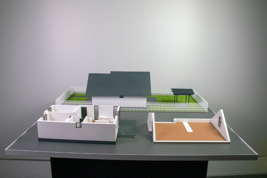 scale model of a one family residence