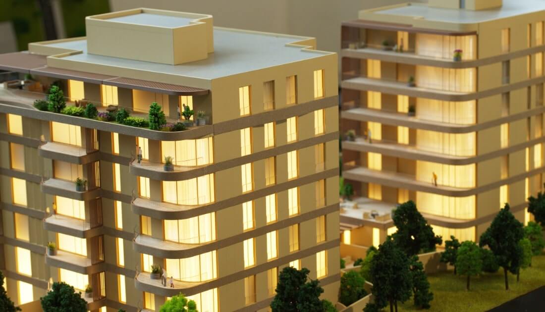 apartment buildings scale model